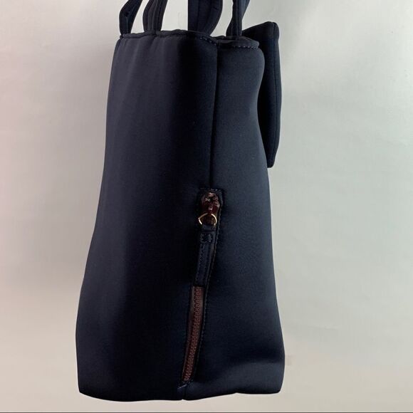 Stella & Dot Navy Blue Bow Front Nylon Tote Bag purse organizer designer - Picture 4 of 11